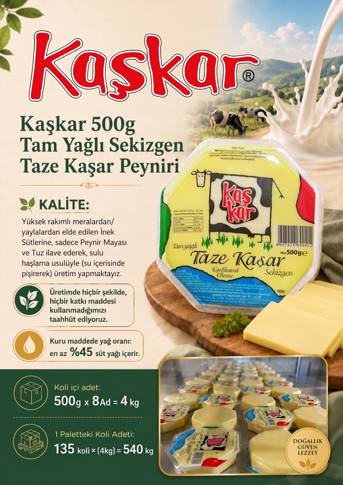Sekizgen Taze Kaşar (500g)