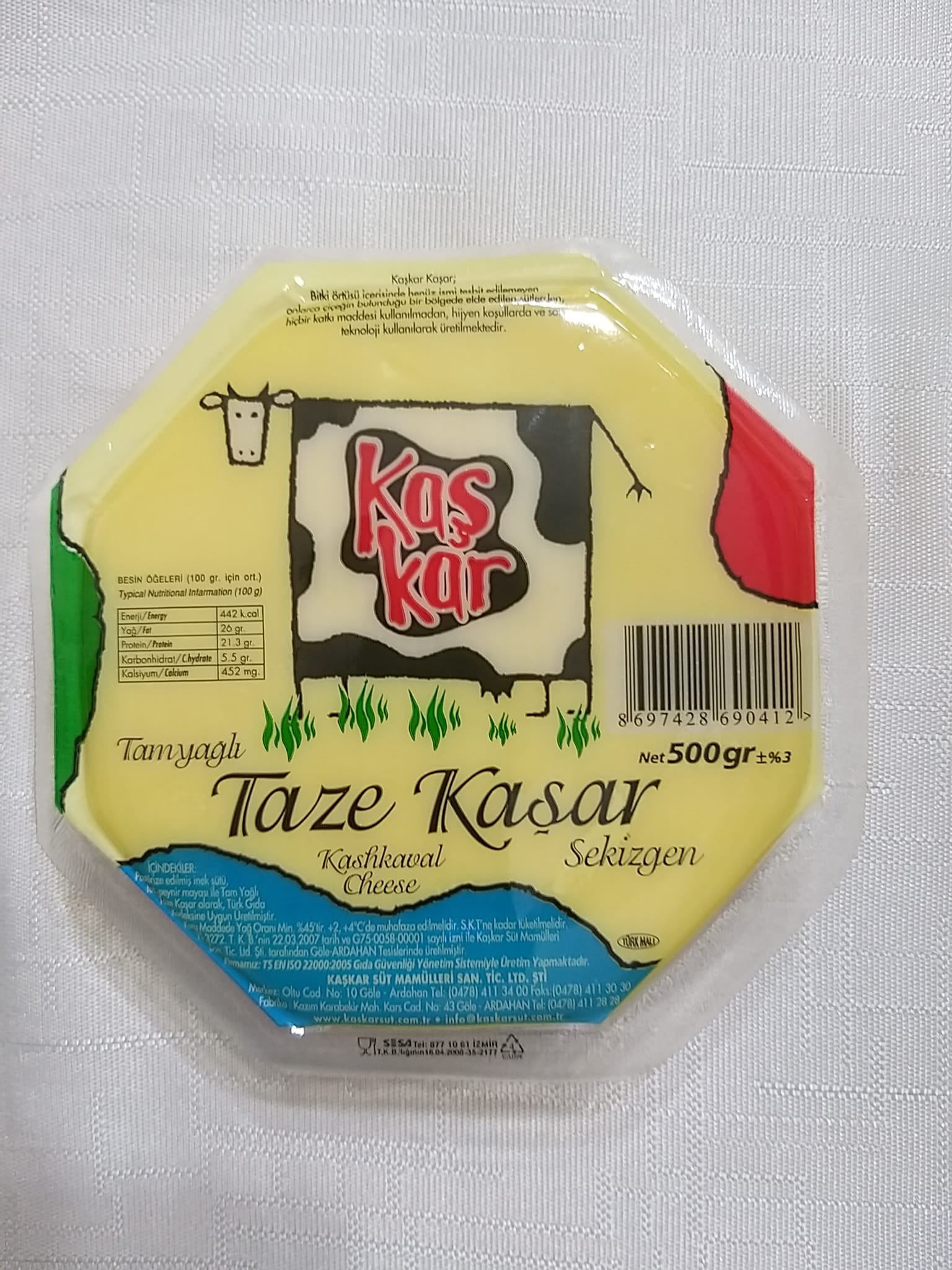 Sekizgen Taze Kaşar (500g)